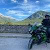 Me on my Kawasaki Ninja H2SX SE while wearing the Shoei Hornet X2 helmet near Banff, Alberta.