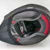 The neckroll opening on the Shoei Hornet X2 helmet.