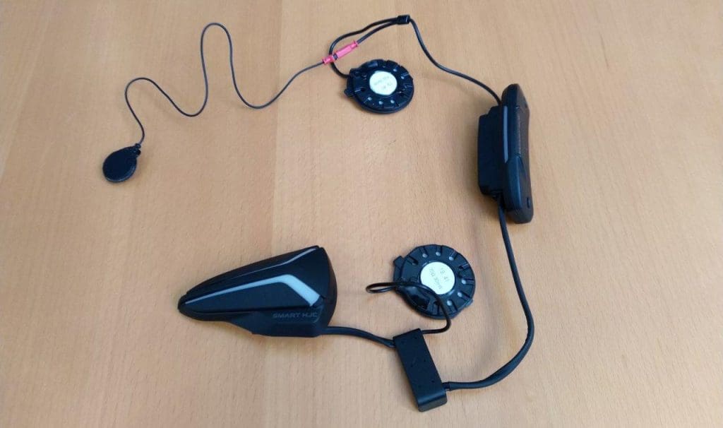 Smart HJC 20B Bluetooth Headset assembled on tabletop