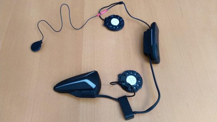 Smart HJC 20B Bluetooth Headset assembled on tabletop Smart HJC 20B Bluetooth Headset assembled on tabletop