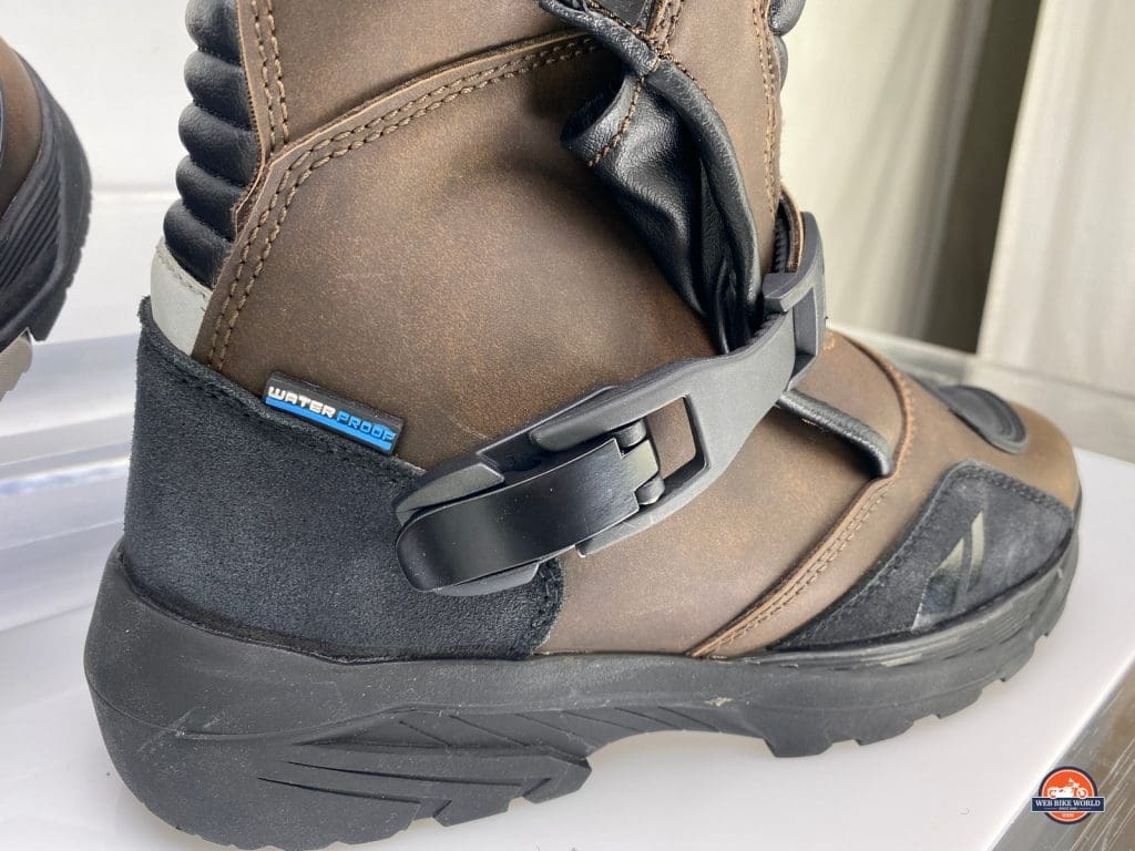 The right side latch closed on the Joe Rocket Canada Whistler Adventure boots.