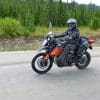 Jim Pruner riding a 790 adventure while wearing the Joe Rocket Canada Whistler Adventure boots.