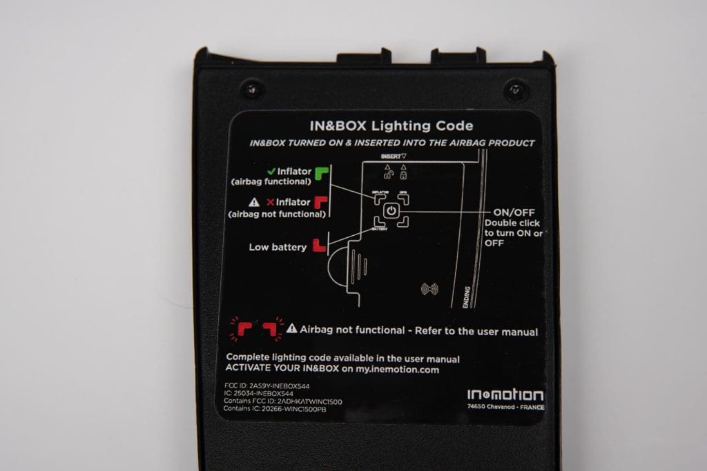 In&box lighting legend on back of module