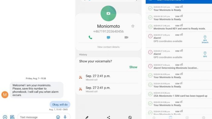 Monimoto GPS Tracker firmware screen Monimoto GPS Tracker firmware screen