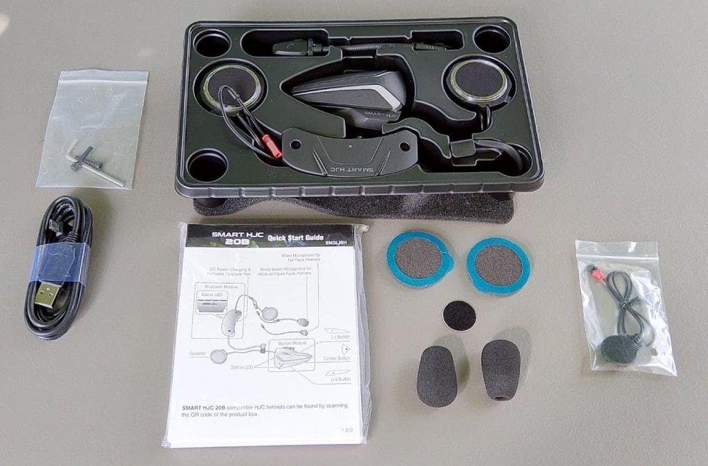 Smart HJC 20B Bluetooth Headset box contents