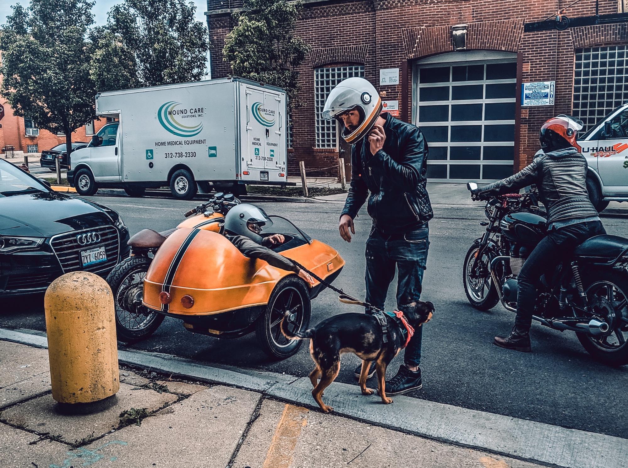 motorcyclist in a leather jacket