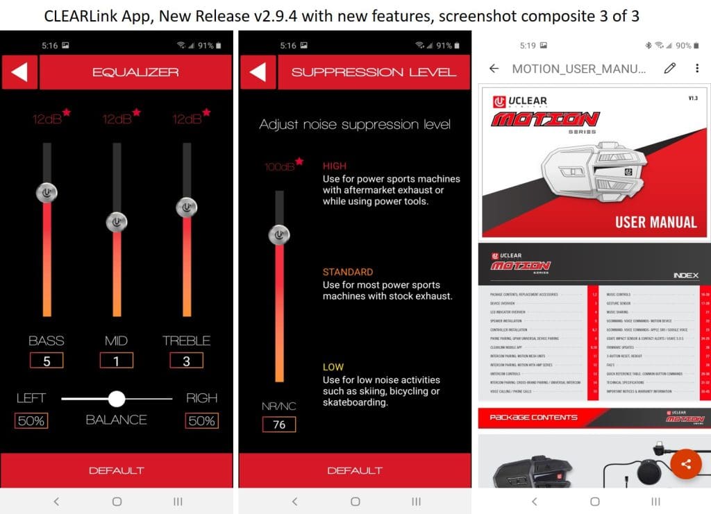 CLEARlink app equalizer settings