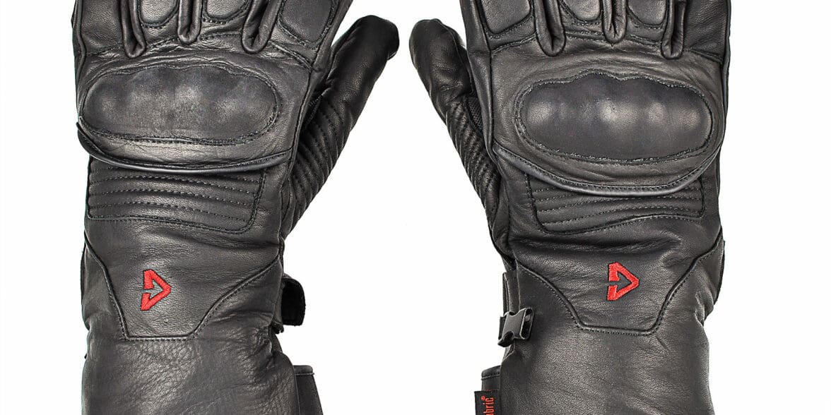 The Gerbing Vanguard heated motorcycle gloves top view.