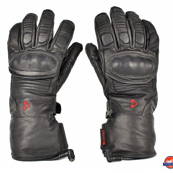 The Gerbing Vanguard heated motorcycle gloves top view.