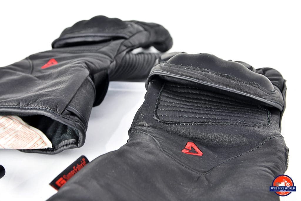 The Gerbing Vanguard heated motorcycle gloves knuckle guard view.