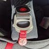 Close up of chin strap for Scorpion EXO R1 helmet
