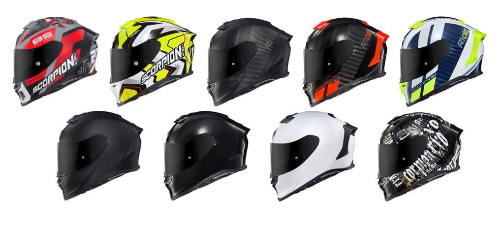 Colours available for Scorpion EXO R1 helmet