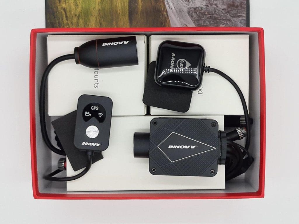 Retail box contents of the INNOVV camera system