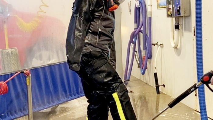 Using a pressure washer to simulate riding in the rain on my Klim Adventure GTX boots. Using a pressure washer to simulate riding in the rain on my Klim Adventure GTX boots.