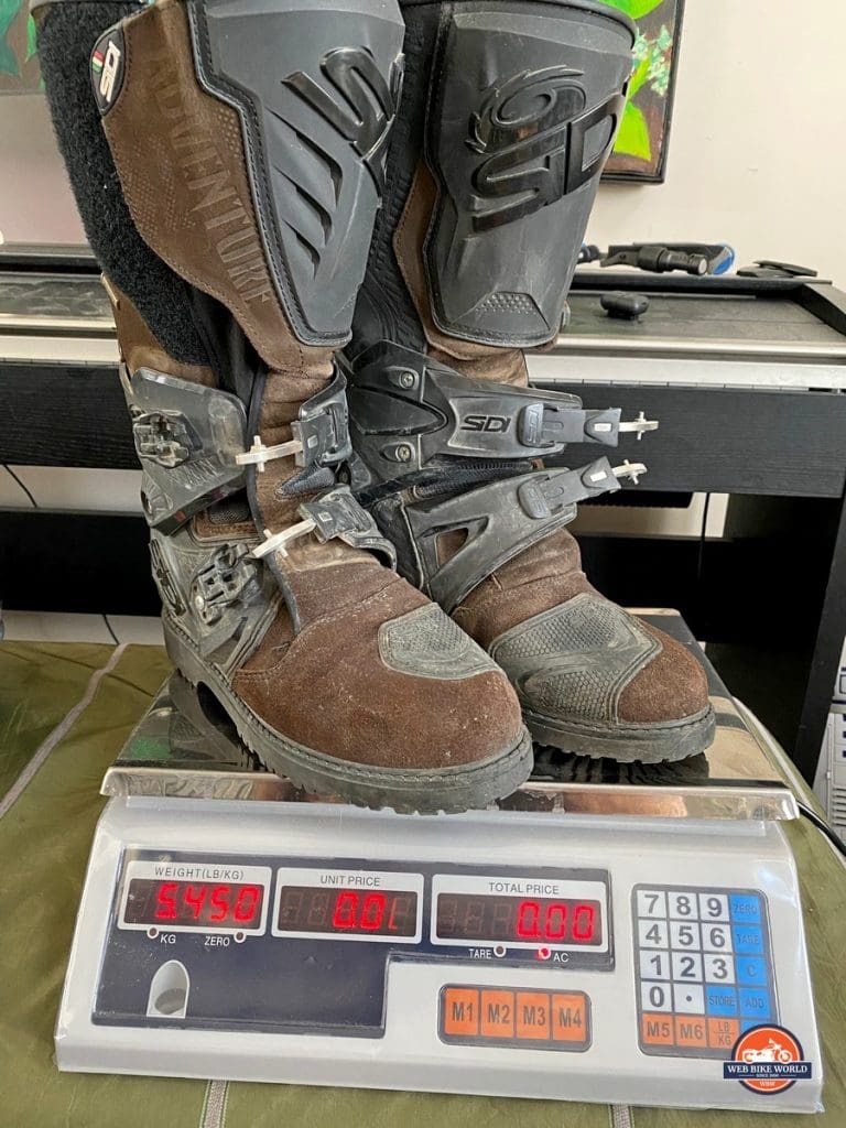 My Sidi Adventure 2 Goretex boots on a scale.