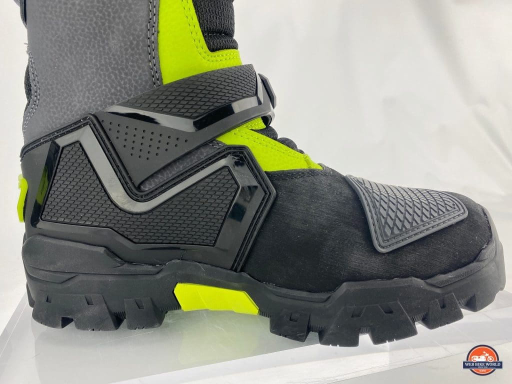 An inner side view of a left Klim Adventure GTX boot.