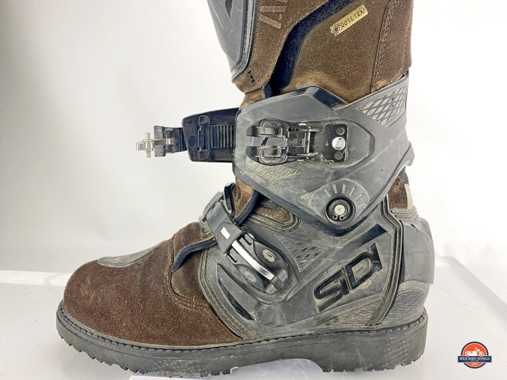 The Sidi Adventure 2 Goretex boots have an abundance of TPU armor around the ankle areas.