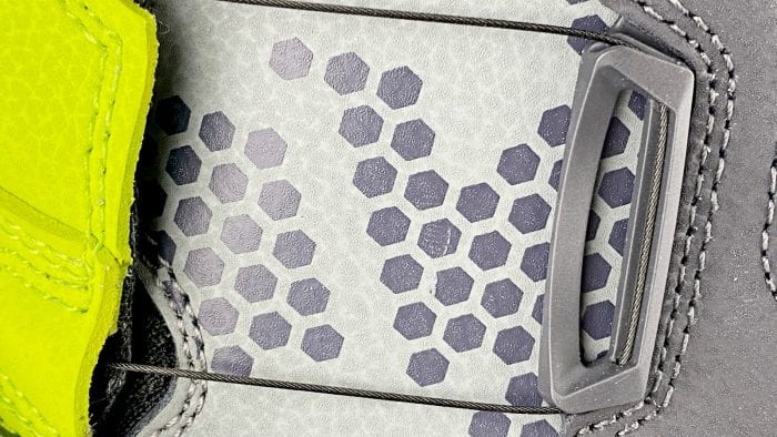 The laces of the BOA system tensioned up on the Klim Adventure GTX boots. The laces of the BOA system tensioned up on the Klim Adventure GTX boots.