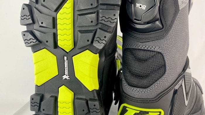 The soles on the Klim Adventure GTX boots are made by Michelin. The soles on the Klim Adventure GTX boots are made by Michelin.