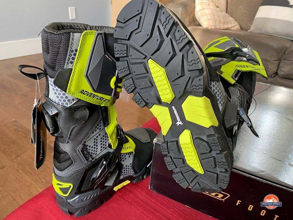 A pair of Klim Adventure GTX boots.