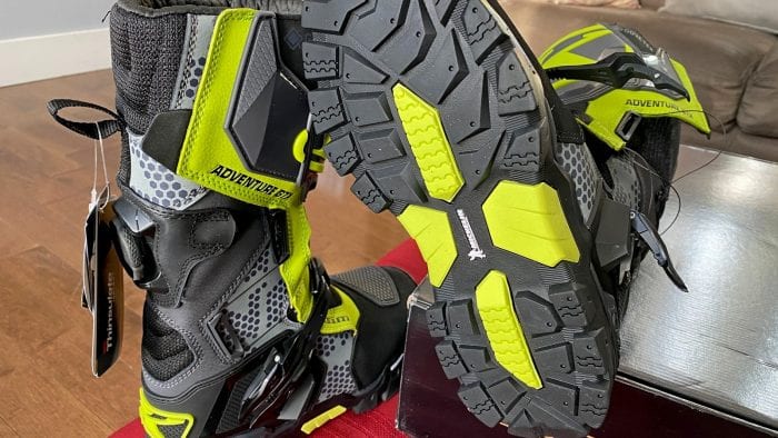 A pair of Klim Adventure GTX boots.