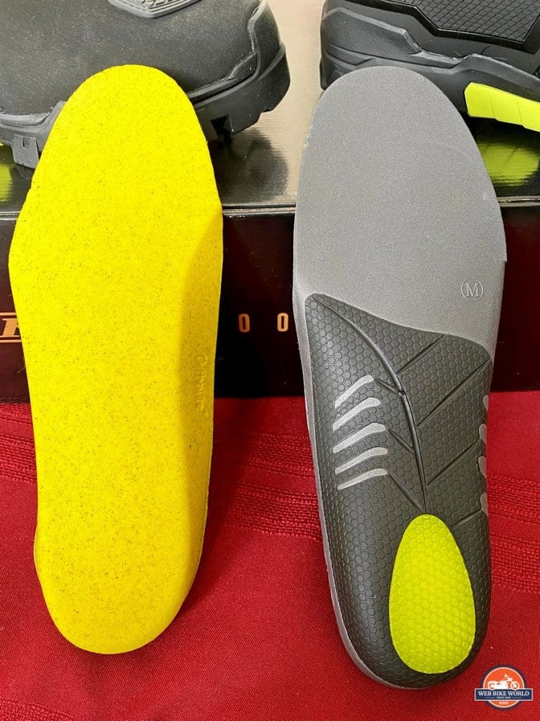 There are two types of insoles that come included with the Klim Adventure GTX boots.