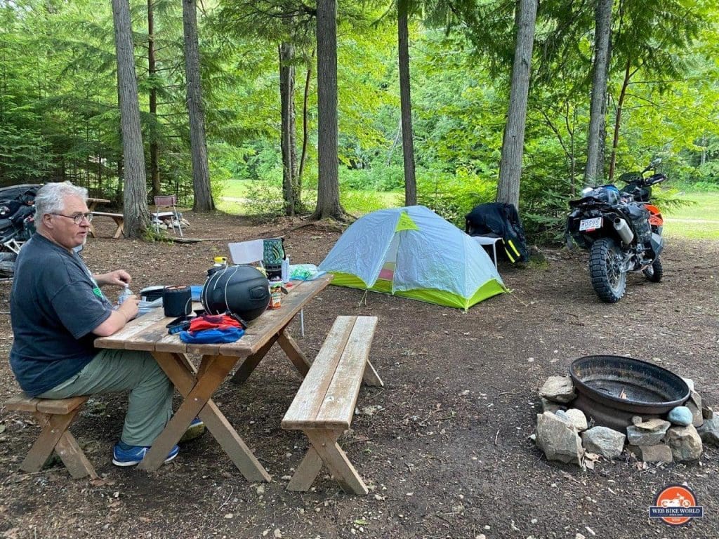 A typical motorcycle campsite.