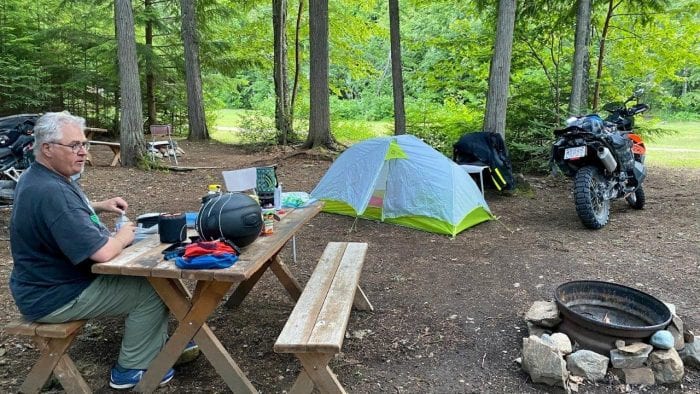 A typical motorcycle campsite. A typical motorcycle campsite.