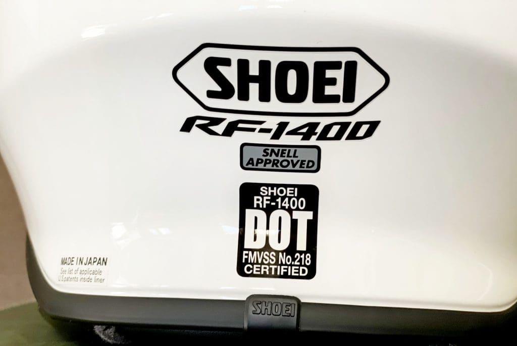 The Shoei RF-1400 is Snell M2020D and DOT certified.