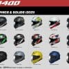 The different color schemes available for the Shoei RF-1400 helmet.