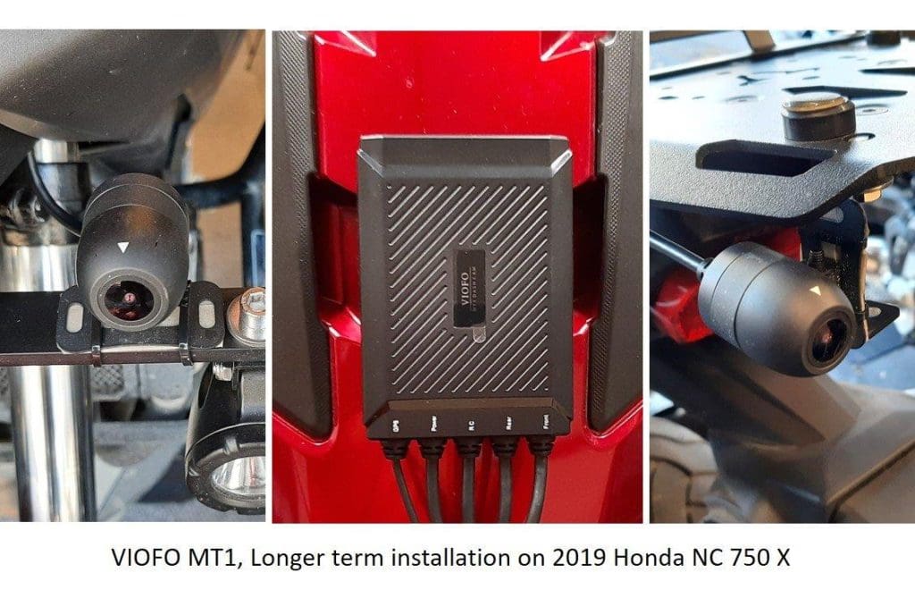 VIOFO MT1 camera mounted on a 2019 Honda NC 750 X