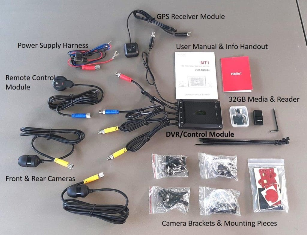 Labelled MT1 camera components on table