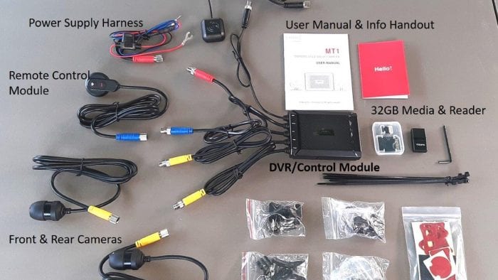 Labelled MT1 camera components on table