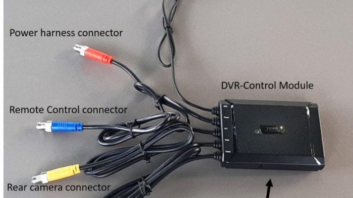 Labelled cable components attached to DVR module