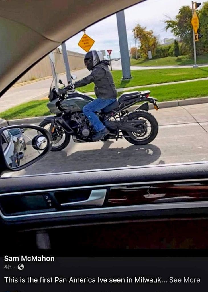 A spy shot of the Harley Davidson Pan America.