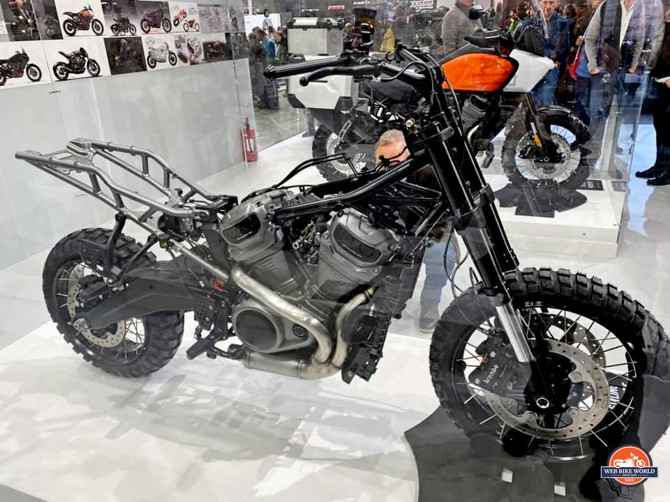 The Harley Davidson Pan America prototype stripped back to the frame.