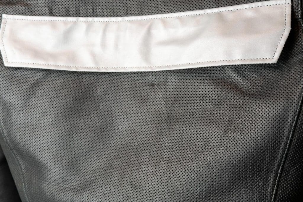 Reflector on the rear of the Aerostich jacket