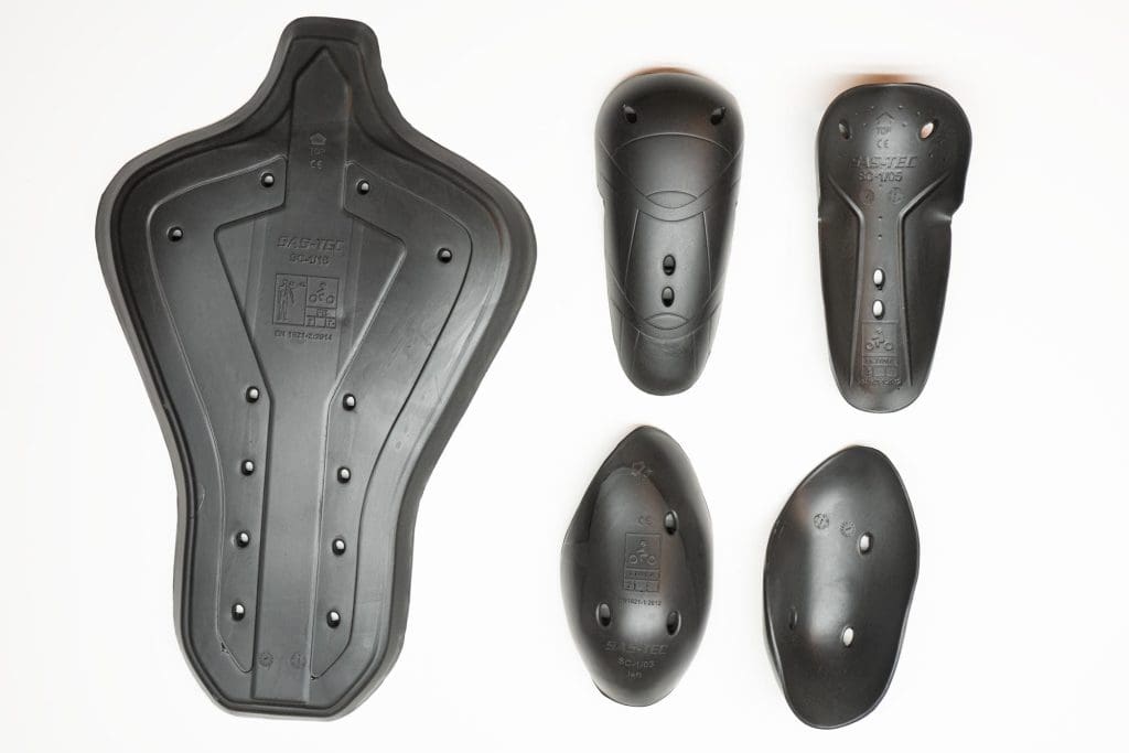 Detachable armour pieces for the Aerostich 3.0 Transit suit