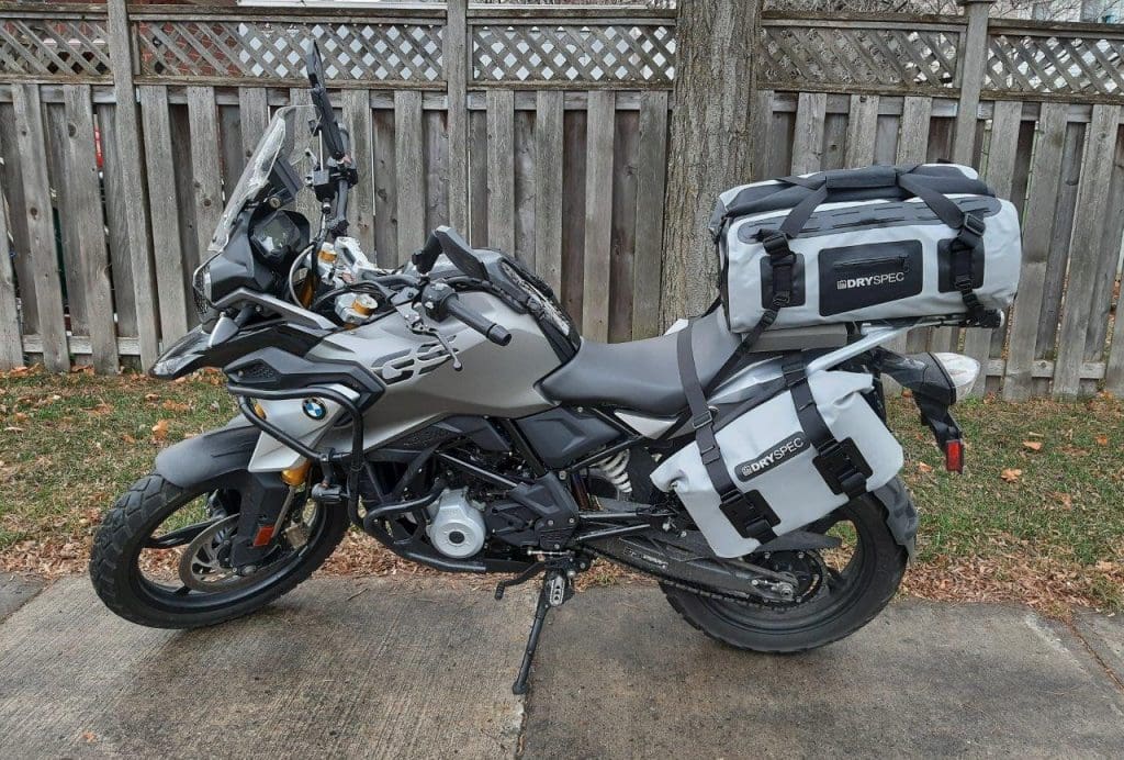 DrySpec D78 bags mounted on motorcycle