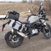 Outdoor photo of D78 bag mounted on BMW bike