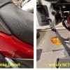 Various angles of D78 bag mounted on Honda NC750X