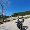 Indian FTR 1200 S with Touring Accessory package on a cliff edge in the Bighorn National Forest, Wyoming