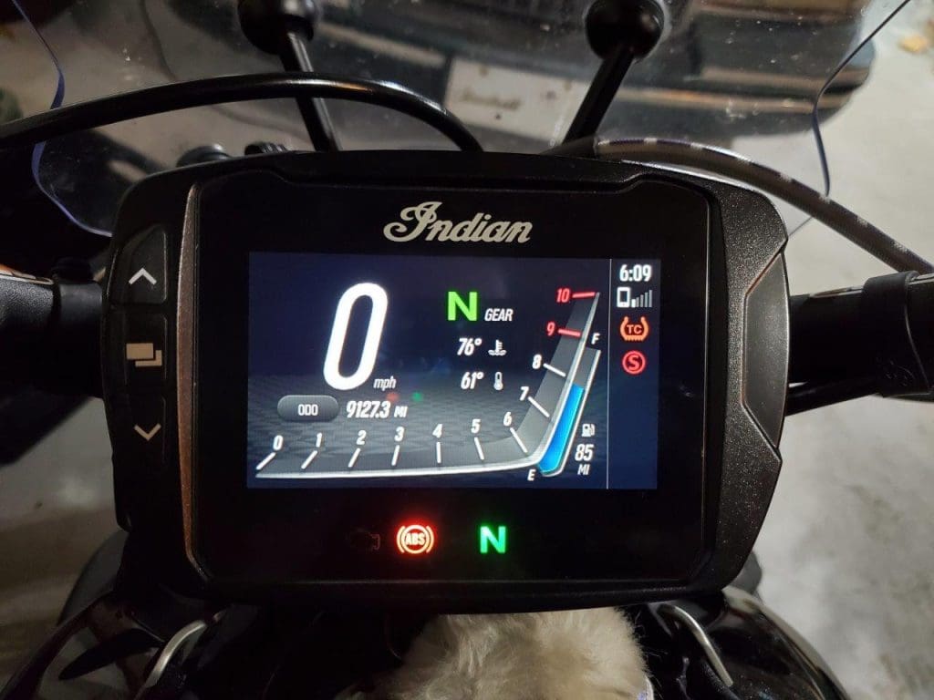 Indian FTR 1200 S 4.3 inch LCD Touchscreen in modern view mode