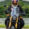 Front view of the Indian FTR 1200 S with Touring Accessory package -