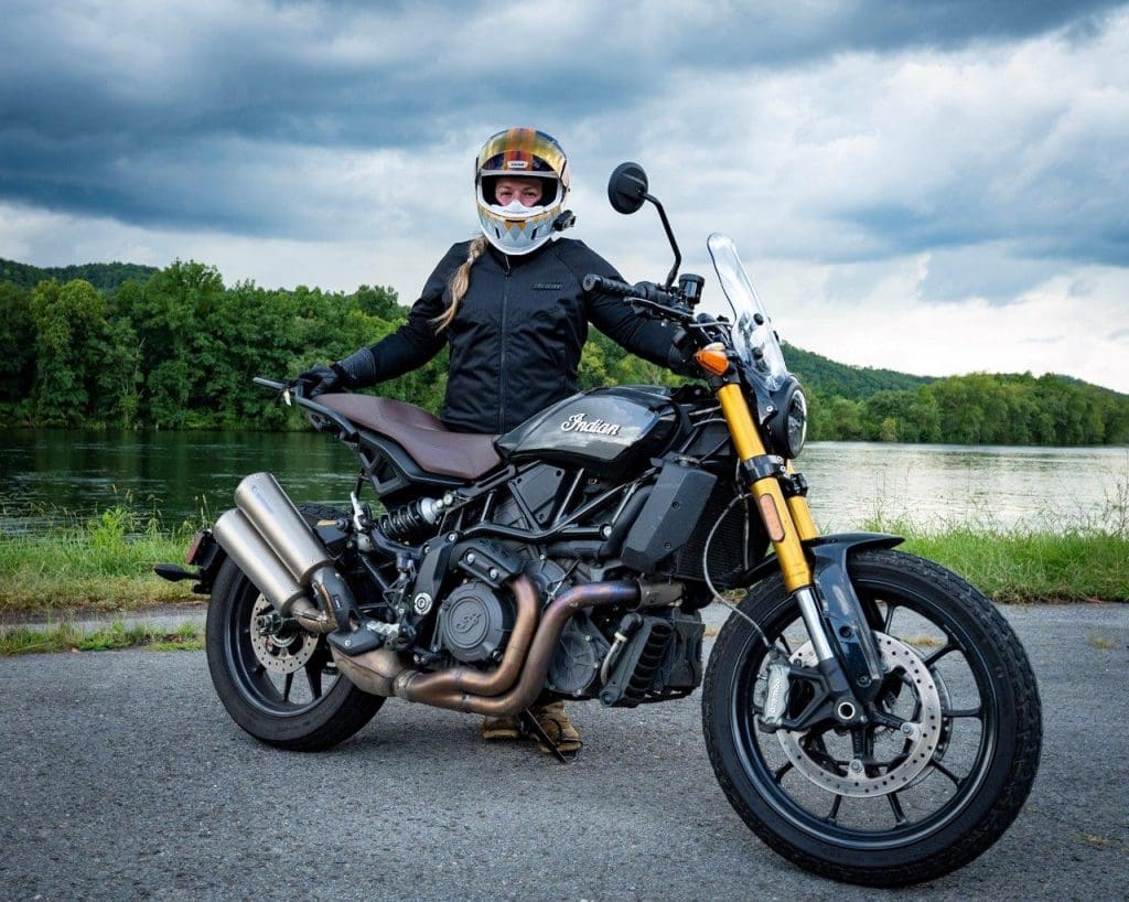 Indian FTR 1200 S by a Lake