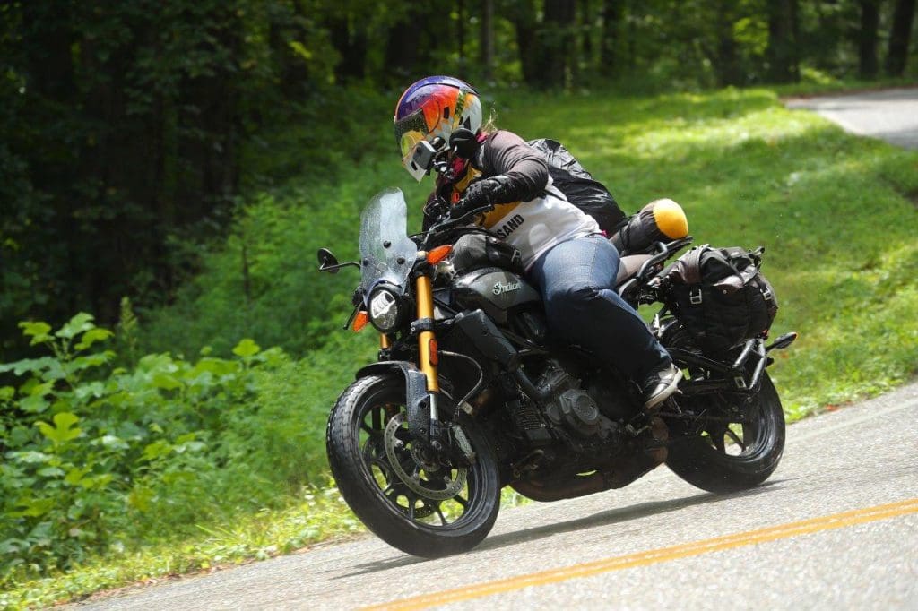 Indian FTR 1200 S with Tour Accessory Package through Great Smokey Mountain National Park