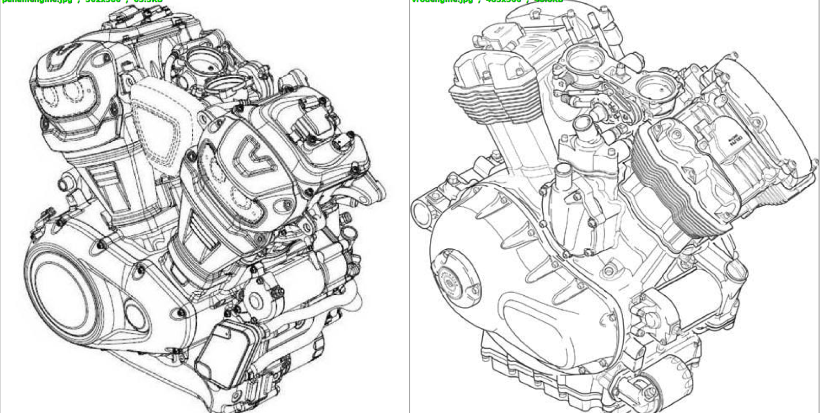 The Revolution Max and Revolution Harley Davidson engines side by side.