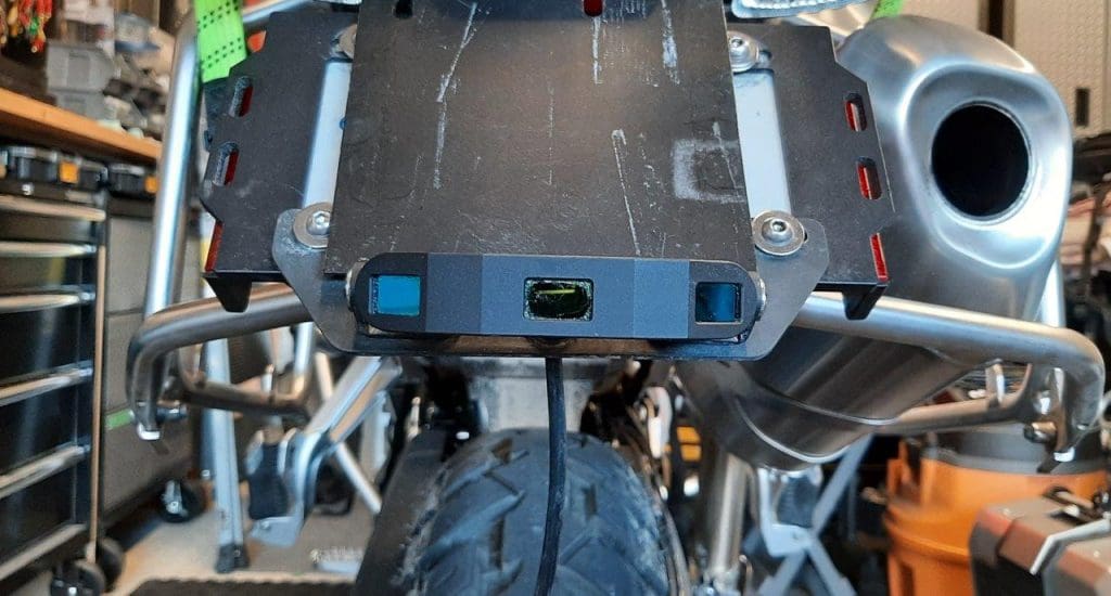 INNOVV ThirdEYE rader module installed on back of motorcycle