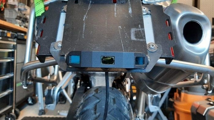 INNOVV ThirdEYE rader module installed on back of motorcycle