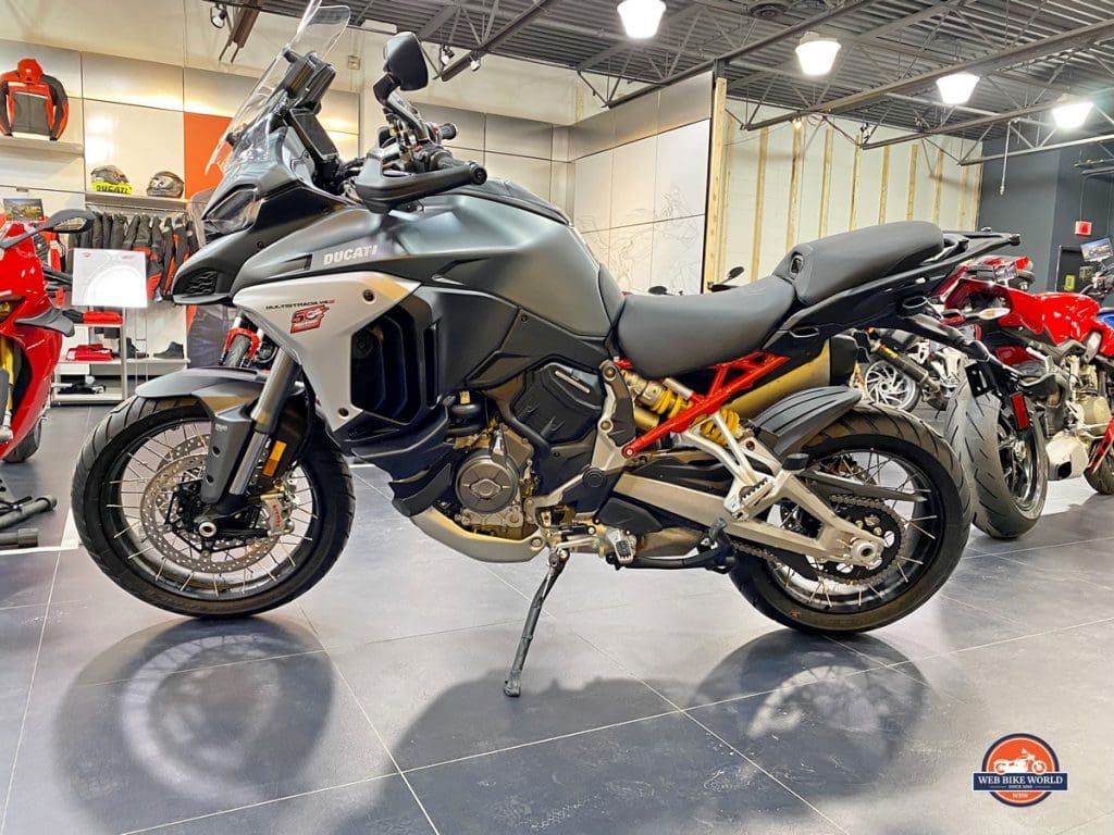 The grey-colored 2021 Ducati Multistrada V4S.